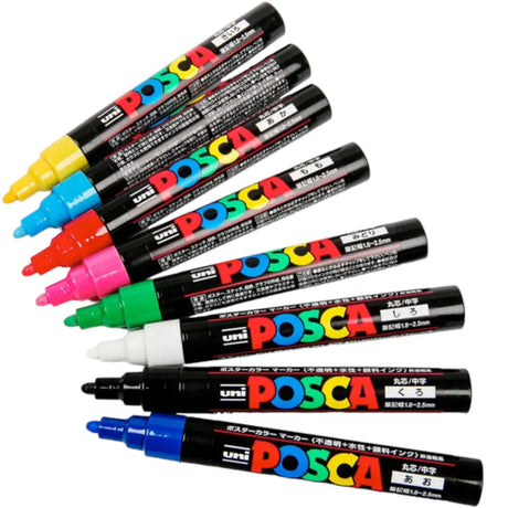 set marcadores uni posca punta media 5m 8 colores