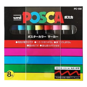 set marcadores uni posca punta media 5m 8 colores