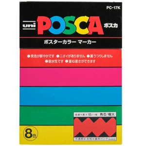 set marcadores uni posca punta extra gruesa 17k 8 colores