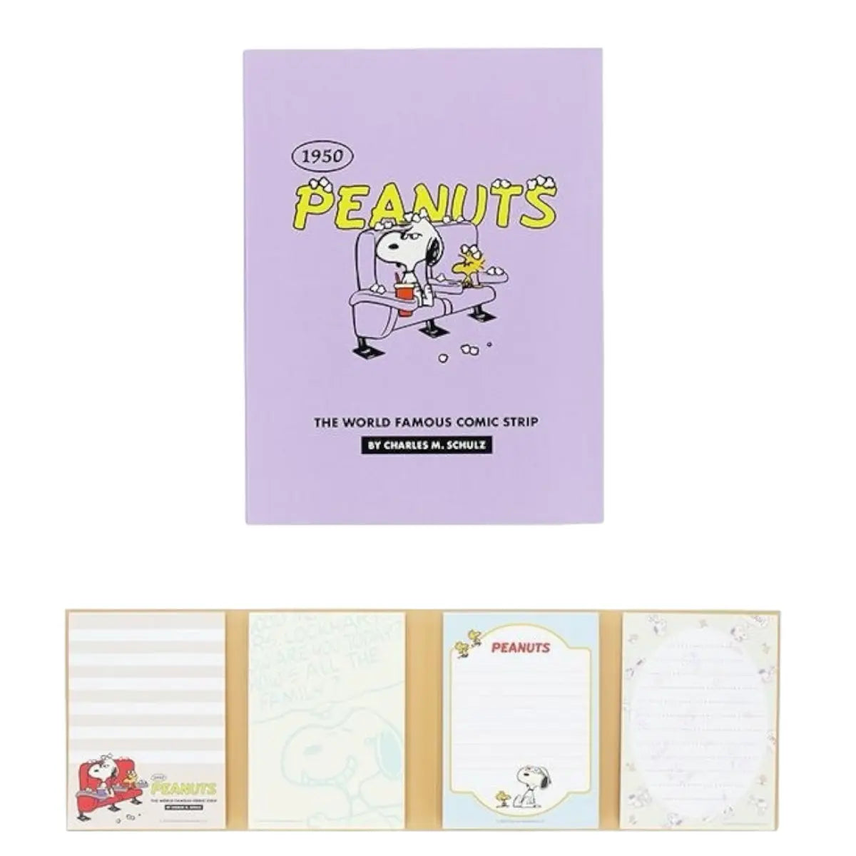 memopad a6 snoopy peanuts extensible 4 paneles - Morado