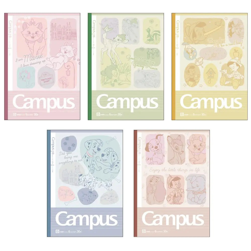 pack 5 cuadernos campus disney clásicos acuarela 6mm B Line