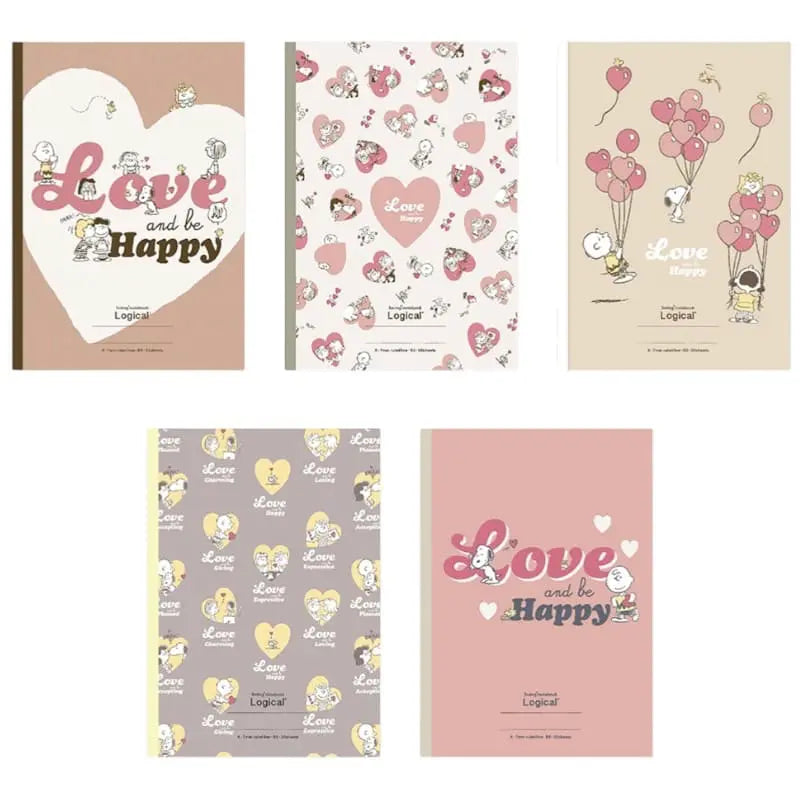 pack 5 cuadernos logical snoopy love & hearts 7mm A Line