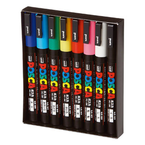 set marcadores uni posca punta fina 3m 8 colores