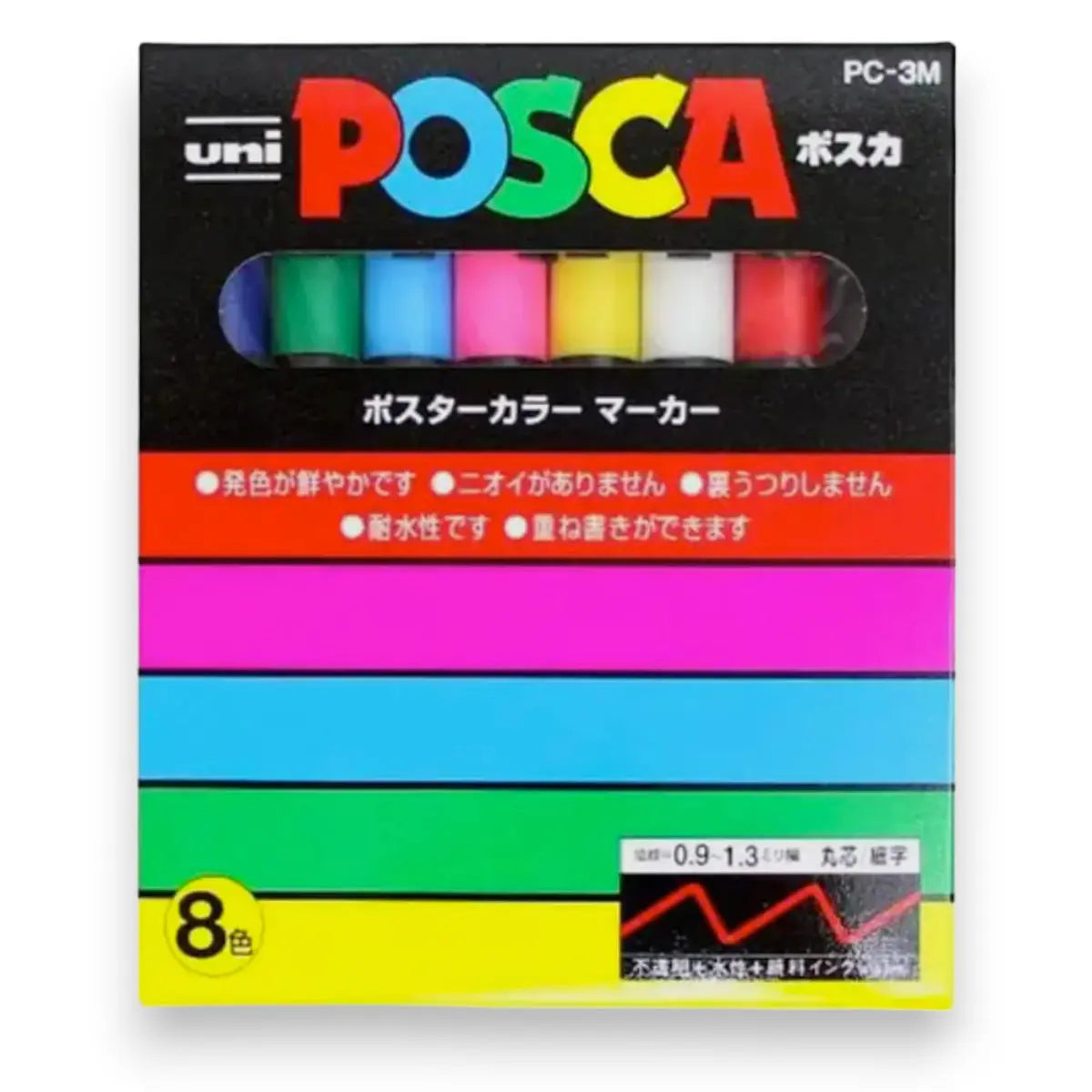 set marcadores uni posca punta fina 3m 8 colores