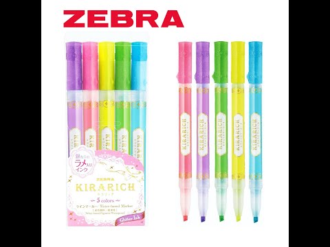 set 5 destacadores zebra kirarich glitter