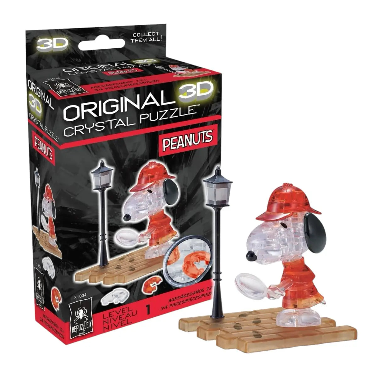 puzzle 3d crystal snoopy peanuts detective