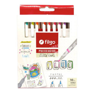 Set de 10 marcadores doble punta multiligther fluo