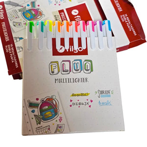 Set de 10 marcadores doble punta multiligther fluo
