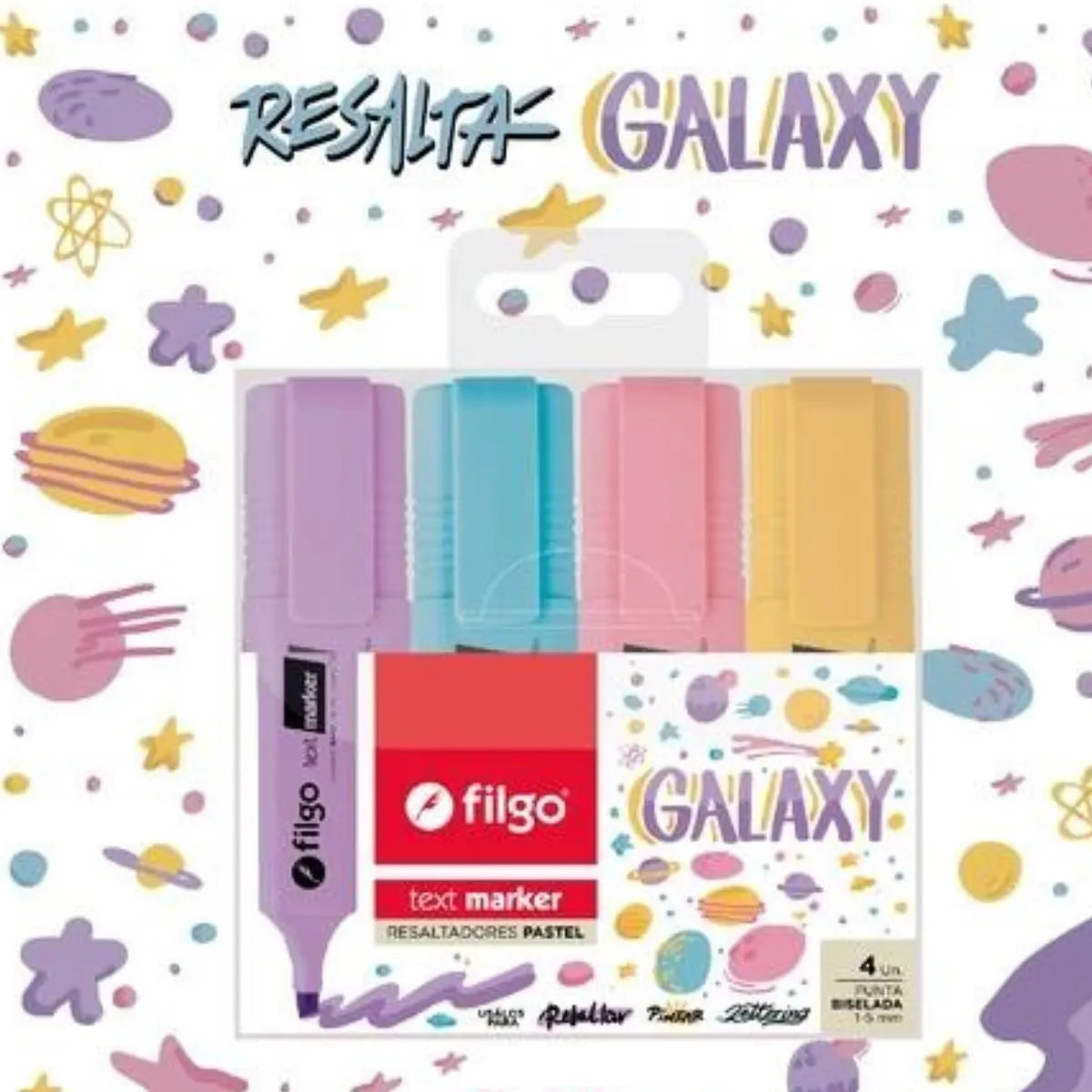 set de 4 destacadores text marker - tonos pastel