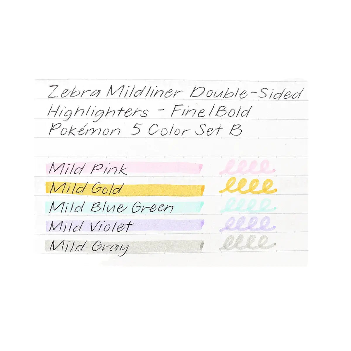 set 5 destacadores zebra mildliner pokemon