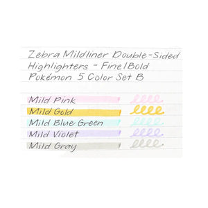 set 5 destacadores zebra mildliner pokemon