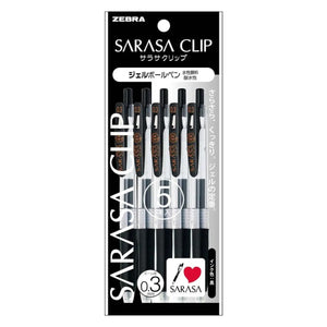 set 5 lápices negros gel 0.3 mm sarasa clip