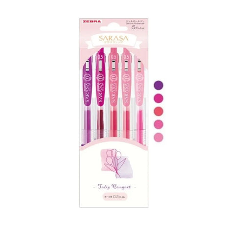 set 5 lápices gel 0.5 mm sarasa bouquet