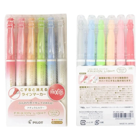 set 6 destacadores pilot frixion borrable