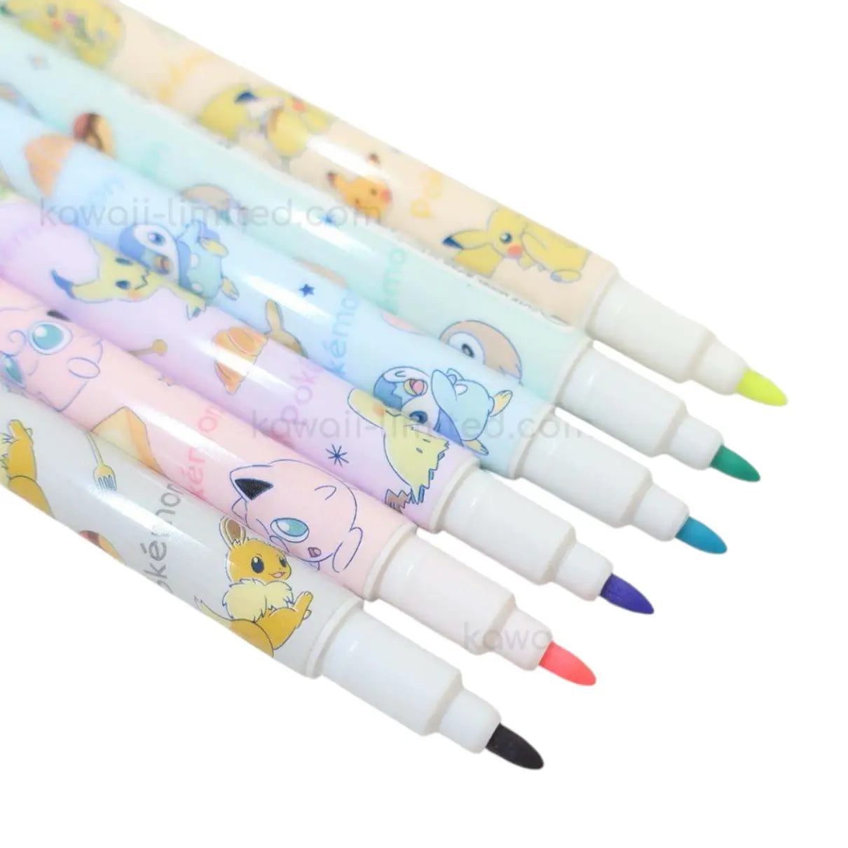 set 6 destacadores doble punta pokémon (colores pastel)
