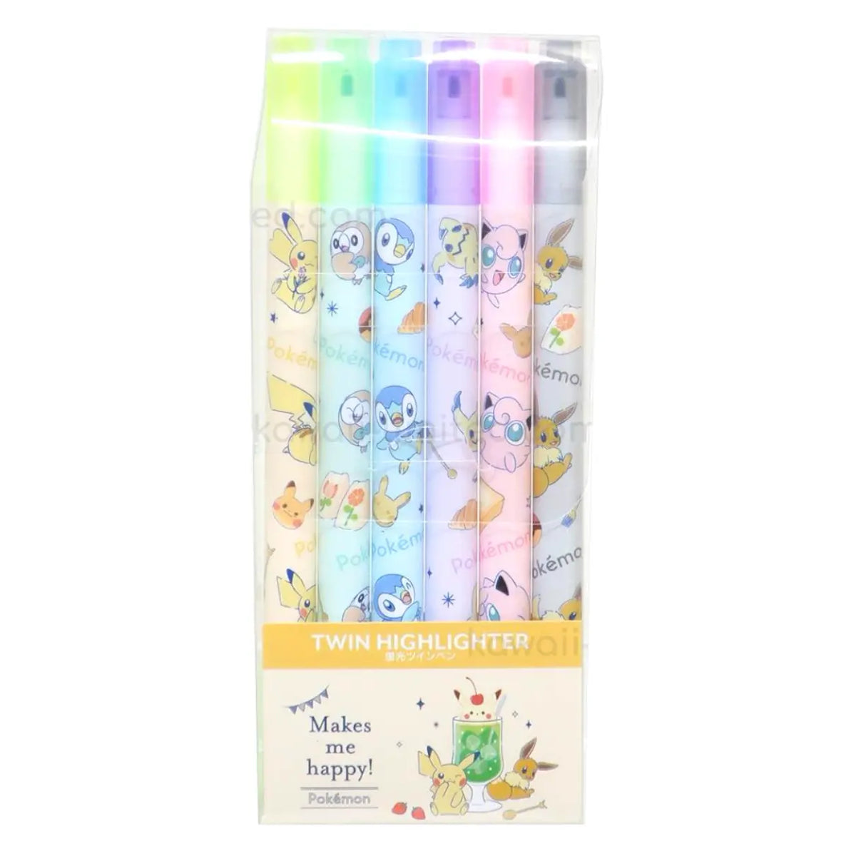 set 6 destacadores doble punta pokémon (colores pastel)