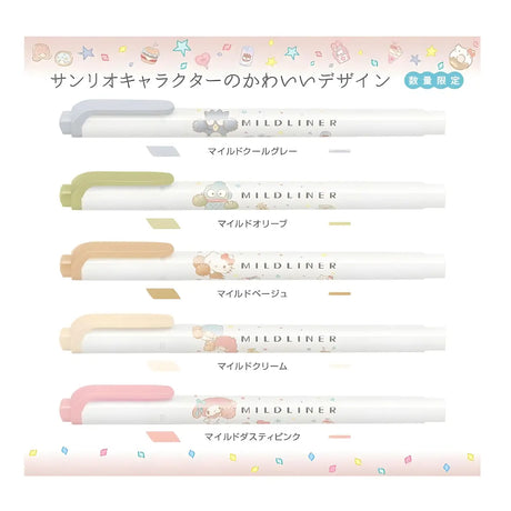 set 5 destacadores zebra mildliner sanrio