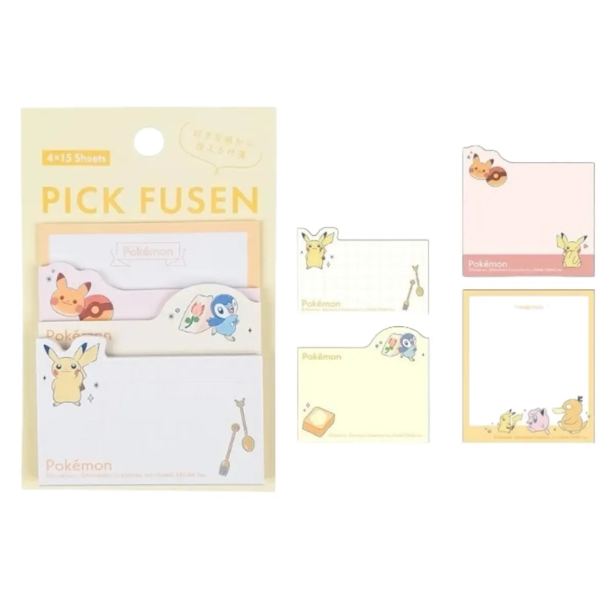 set de sticky notes pokémon (4 tamaños / 60 hojas)