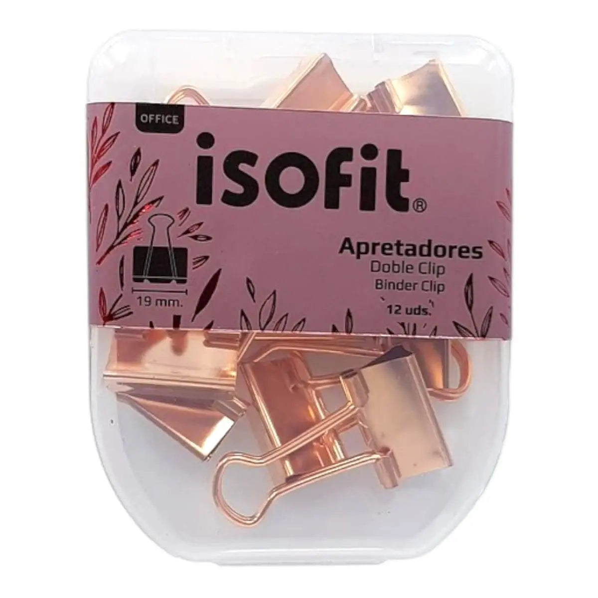 apretadores metálicos rose gold 19mm - caja 12 unidades (binder clips)