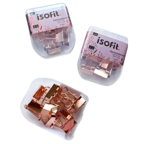apretadores metálicos rose gold 19mm - caja 12 unidades (binder clips)
