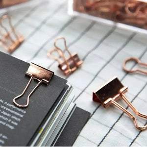 apretadores metálicos rose gold 19mm - caja 12 unidades (binder clips)