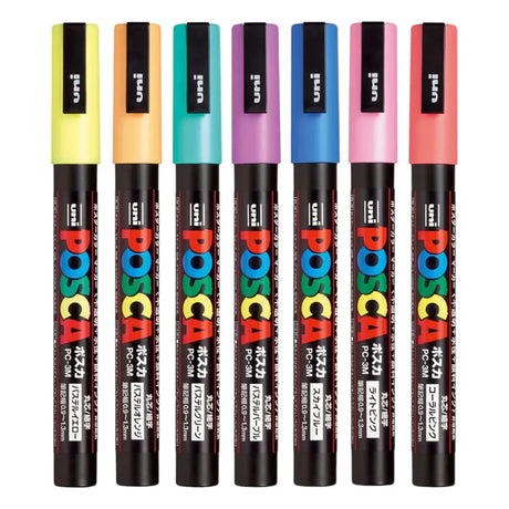 set marcadores uni posca punta fina 3m 7 colores pasteles